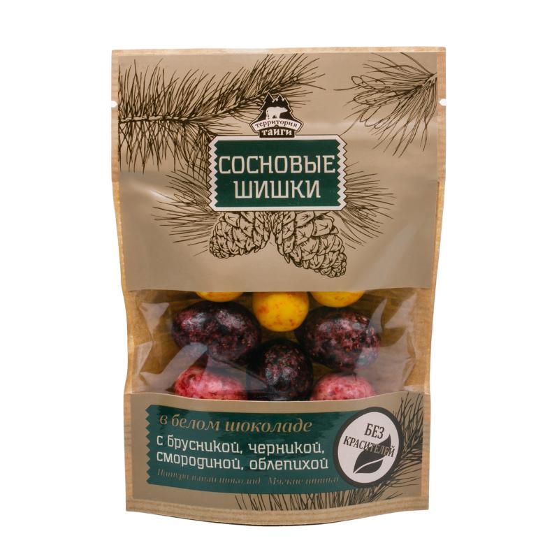 Сосновые шишки в белом шоколаде с таежными ягодами